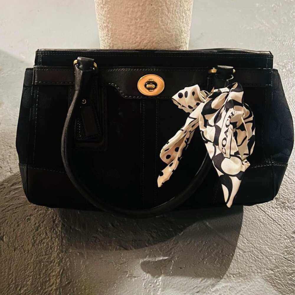 COACH Logo Handbag with Accent Ribbon - **AUTHENTIC**
